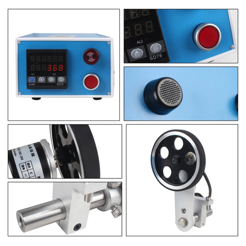 Go-To Pro Grade Digital Length Meter Counter with single wheel encoder components, control panel and red button visible.