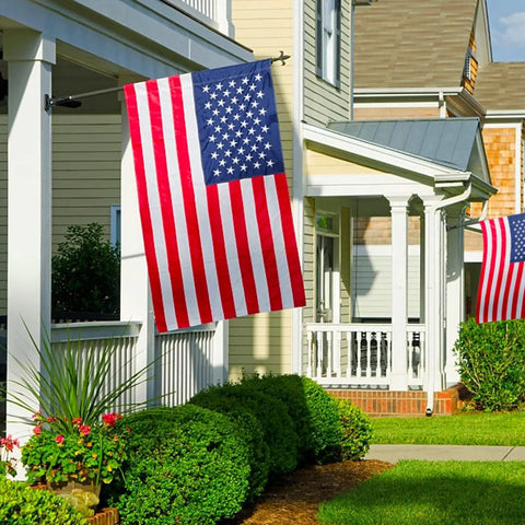 American Flag 2.5 By 4 Foot Banner Style Sleeve Flag With Embroidered Stars And Sewn Stripes UV Protected Heavy Duty Nylon