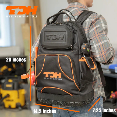Heavy Duty Tool Backpack With Waterproof Base And Big Capacity Tool Bag Organizer For Electricians And DIY Pros Construction And Fishing Tackle Carrier Water And Tear Resistant Gear Bag For Work on person