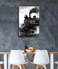 Dope Steam Train Black And White Canvas Poster Print For Living Room And Bedroom Decor, Vintage Antique Photo Wall Art, 8x12 Inch