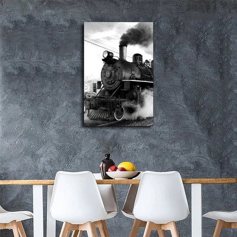Dope Steam Train Black And White Canvas Poster Print For Living Room And Bedroom Decor, Vintage Antique Photo Wall Art, 8x12 Inch