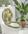 Round Quiet Close Replacement Toilet Seat with nature design featuring ducks, suitable for standard toilets.