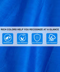 3 Pack 10 Foot By 10 Foot Heavy Duty Waterproof Tarps With Grommets 5.5 Mil Thick PE Ground Cover showing blue color texture and icons