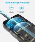 Cutaway view of Power Strip With 2100J Surge Protector And 5ft Extension Cord showing internal surge protection components.