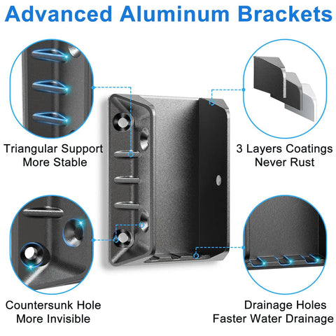 Hella Sturdy Aluminum Deck Railing Brackets Built Tough As Nails with triangular support for stability and drainage holes.