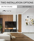 Monroe 4 Light Slim Profile Track Lighting Matte Black Finish with adjustable heads, shown on ceiling and wall installation.