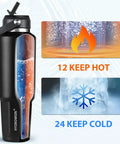 Stainless Steel Forty Oz Insulated Water Bottle Triple Wall Copper Core Keeps Cool Drinks Frosty Solid All Day With Tight Seal Straw Lid features heat and cold retention.