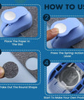 How to use 5/8 Inch Circle Punch for scrapbooking; step-by-step guide with spring-action lever for precise circular cuts.