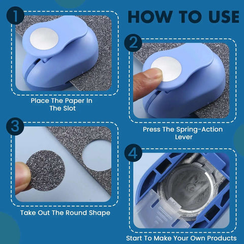 How to use 5/8 Inch Circle Punch for scrapbooking; step-by-step guide with spring-action lever for precise circular cuts.
