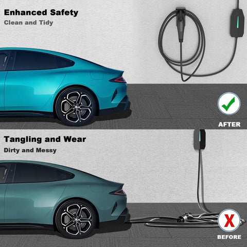 Heavy Duty Wall Mount Charger Holder For SAE J1772 EV Chargers With Universal J1772 Plug Organizer Fits All Chargers