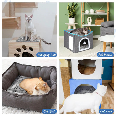 Self Warming Cat Mat And Self Heating Pet Bed That Traps Body Heat Machine Washable Reversible Crate Blanket in hanging box.