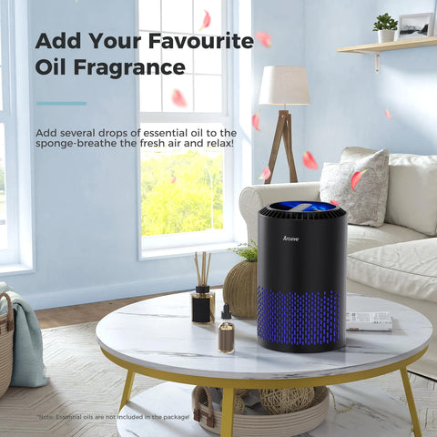Air Purifier For Bedroom And Office With Sleep Mode And Speed Control, 360 Degree Filtration Cuts Smoke Pollen Dander Hair Odors