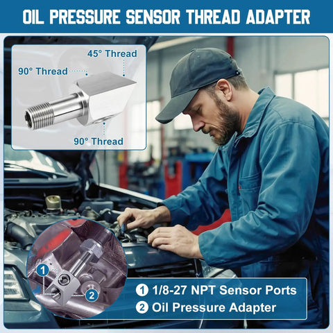 Mechanic using 4 Pack 72 Inch Oil Pressure Gauge Tubing Kit With Sensor Adapter 1/8-27 NPT for block engines
