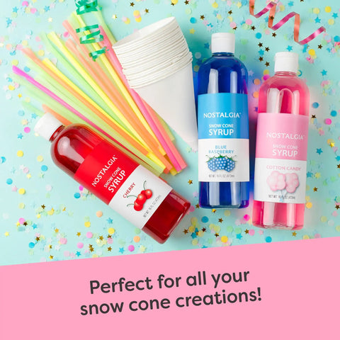 Retro Tabletop Shaved Ice Maker With Heavy Duty Stainless Blades And Cups Whip Up 20 Fresh Snow Cones And Cold Slushies Straight Up Chill Summer Beat The Heat Party Essential Pure White with colorful syrups and cups.