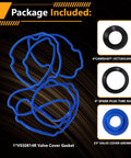 Package contents of Valve Cover Gasket Set Compatible With Ford Edge Explorer F150 Mustang Transit 150 250 350 And Lincoln MKT MKX MKZ MKS Mobility MV1 2011 2020 Premium Direct Fit Gasket Kit For V6 Engines showing gaskets and seals.