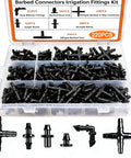 Two Hundred Twenty Piece Drip Irrigation Kit With One Quarter Inch Tubing Fittings in compartmentalized storage box