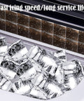 Game Changer Countertop Ice Maker With Self Cleaning Cycle Portable Cube Machine For Kitchen Counters And House Parties Whisper Quiet Low Noise Tech No Drama Operation In Classic Black Or Crisp White showing clear bullet ice cubes and tray.