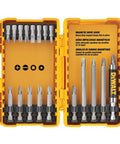 DEWALT 100-piece screwdriver and drill bit set in yellow case