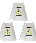Heavy Duty Reflective Safety Cone Collar Kit For Electric Vehicle Repair Warnings High Voltage Ev Battery Hazard Alerts And Garage Shop Essentials 3 Pack showing three reflective plastic collars.