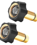 Pressure Washer Water Inlet Fitting Three Quarter Inch Female To Three Eighth Inch Male Quick Swap Replacement For Simpson Cleaning 7110166 Gold 2 Pack Pro Grade Easy Install Durable Build, close-up view