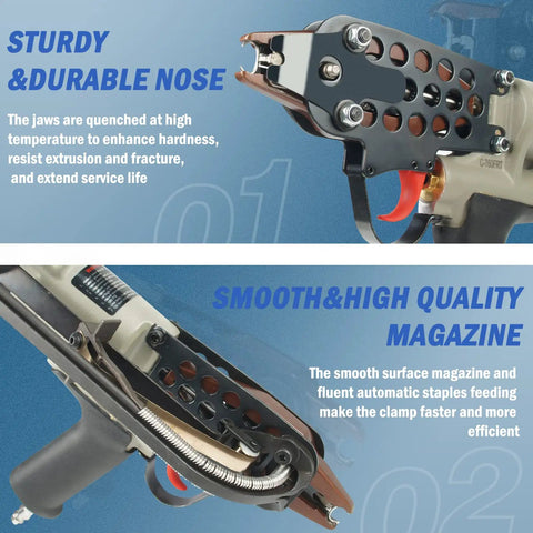 Pro Grade 16 Gauge Air Hog Ring Gun Heavy Duty Packer For Fencing Upholstery Easy Adjust Trigger Fast Locking System Built Like A Tank Smooth Pull Action Quick Reload Capability Zero Hassle Operation