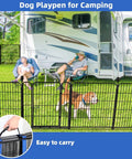 Tall 48 Inch High Garden Fence With Gate Heavy Duty Iron Pet Fence 17.7 Feet Total Length Eight Panels Outdoor Yard Playpen