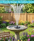 Solar Powered Bird Bath Fountain Pump Upgrade Mini Free Standing Water Pump For Garden Outdoor Pond Fish Tank And Pool Eco Friendly No Battery Needed Breezy Setup in garden