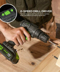 Person using Cordless Drill Driver And Impact Driver Kit With 1.3Ah Battery, Charger, 11 Piece Accessory Set, And Tool Bag, Copper Motor
