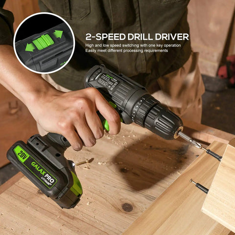 Person using Cordless Drill Driver And Impact Driver Kit With 1.3Ah Battery, Charger, 11 Piece Accessory Set, And Tool Bag, Copper Motor