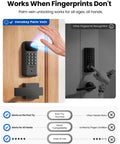 Palm Vein Smart Lock with built in Wi-Fi and Matter no hub needed, showcasing fast palm recognition and keyless entry deadbolt.