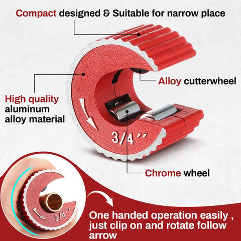 Beast Copper Pipe Cutter Set With One Half Inch, Three Quarter Inch And One Inch Cutters, deburring tool, extra blades