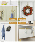 Matte Gold Over The Door Double Hanger Hooks Twin Metal Organizer for Coats Hats Robes Towels, 2-Pack in Kitchen, Front Door, Bedroom, Bathroom