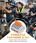 50 Pack Lever Wire Connectors For 28 To 12 AWG With Test Hole 3rd Gen Compact Push In Terminals Reusable Quick Connect Splice Connectors For Home Wiring And No Fuss DIY Projects Pro Grade Safety Vibration Resistant, shown for home and DIY use