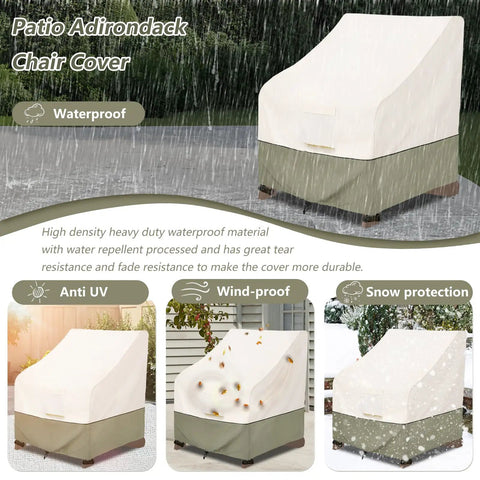 Waterproof 2 Pack Adirondack Chair Covers Fit Up To 32 Inches Wide By 35 Inches Deep By 36 Inches High Beige Outdoor Patio