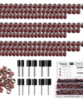 Aluminum Oxide Sanding Drum Kit With 198 Sanding Bands In 80 120 240 Grits And 12 Mandrels For Dremel Rotary Tools, kit displayed