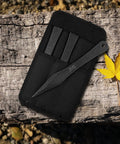 Six Pack 9.4 Inch No Spin Throwing Spikes Set in Durable 420HC Stainless Steel with Nylon Belt Sheath shown on outdoor wood surface