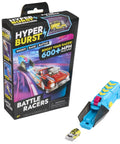 Box and launcher of Yellow Crusher Battle Racers Micro Scale Car With Launcher, Epic Speed, Battle Action Toy Set
