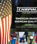 Chapin brand advertisement showcasing American quality with equipment images and text highlighting over 140 years in Batavia, New York.