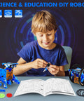 Child assembling Solar Powered 13 In 1 Robot Kit For Kids 8 Plus Hands On Fun Learn Coding And Build Cool Robots with instructions