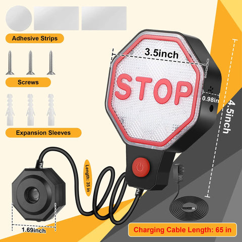Adjustable Garage Parking Sensor With LED Display Black No Guesswork Parking Ultrasonic Distance Meter From 6 Inches To 6 Feet For Pinpoint Parking, Easy Setup With Adhesive Or Anchors, Great For Compact Cars, SUVs, And Trucks. Includes adhesive strips and screws