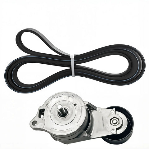Rock Solid Serpentine Drive Belt Tensioner Kit Direct Swap Parts For Acura MDX TL ZDX RL And Honda Accord Crosstour 2003 To 2013 Replaces 5060840K1 with black serpentine belt and metal tensioner