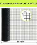 Killer Outdoor Vinyl Coated Hardware Cloth Quarter Inch Grid X 48 Width By 50 Roll 23 Gauge Anti Rust Wire Mesh displayed.