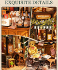 One Eighteen Scale Coffee Bar Dollhouse Kit With Led Lights Diorama Miniature House Building Kit For Adults Tipsy Restaurant Scene Diy Craft Gift For Him Or Her Cozy European Bistro Vibe showing detailed bistro scene.