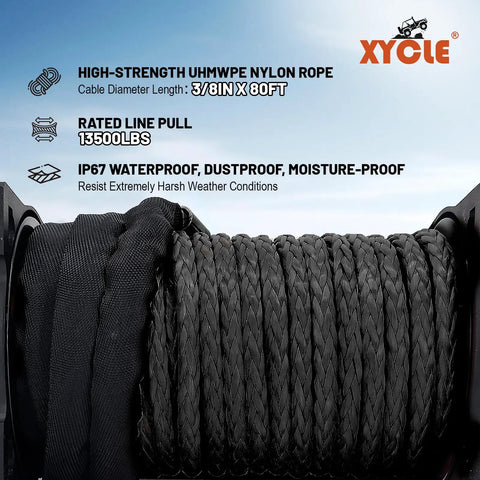 Heavy Duty 13,500 Lbs 12V Electric Winch With 3/8 Inch Synthetic Rope, Waterproof IP67, Remote Control, For 4x4 Trucks, SUVs, ATVs, Boats, And Trailers, Built For Serious Off Road Recovery synthetic rope spool