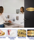 Gold Brushed Restroom Sign Sticker For Business And Home Self Adhesive Waterproof Bathroom Door Sign Unisex Toilet Sign Durable No Fuss Peel For Office Store Shop Nine Inches By Three Point One Four Inches