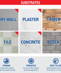 Image showing different substrates: drywall, plaster, timber, tile, concrete, and block for use with anchors.