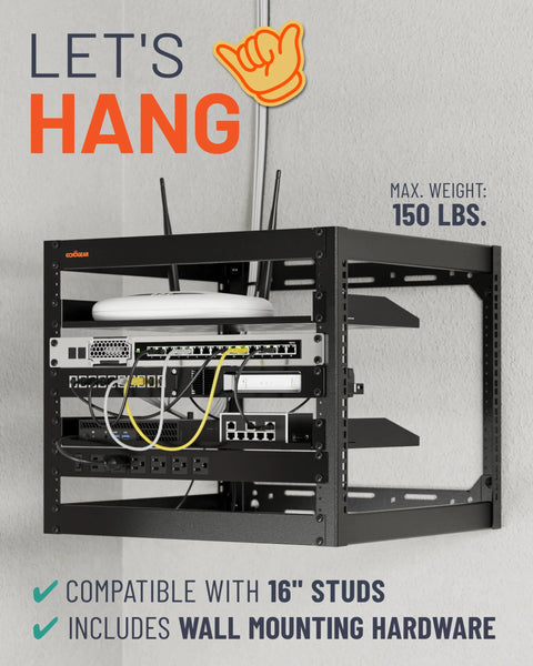 Heavy Duty 10U Open Frame Server Rack Packing Badass Airflow And A No Sweat Diy Build, includes wall mounting hardware.