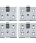 Small Removable Caster Plate Set Of 4, Dimensions 2.83 Inch By 2.13 Inch, Four Mounting Holes, 0.22 Inch Diameter, Bright Zinc Finish