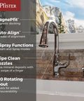Polished chrome Rosslyn Kitchen Faucet with Pull Down Sprayer and Soap Dispenser, high arc spout, MagnePfit Docking System