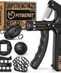 Grip Strength Trainer Kit With Six Pack Hand Grippers, Adjustable Resistance Forearm Exerciser, Massage Balls For Hand Rehab
